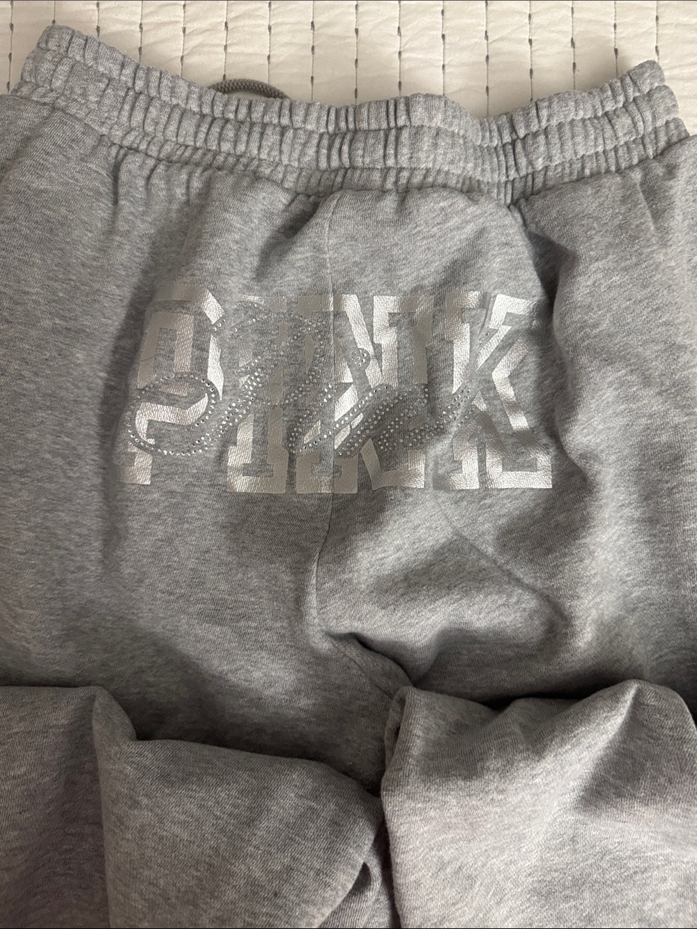PINK Victoria's Secret Gray Sweatpant Joggers with Silver Logo